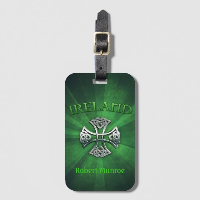 Personalised Ireland Celtic Cross Luggage Tag (Front Vertical)