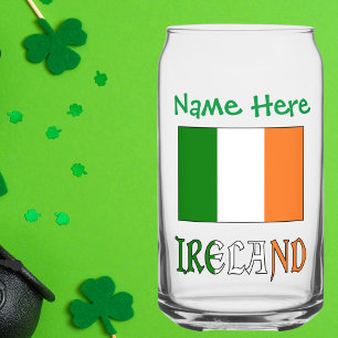 Personalised Ireland Flag Heritage Can Glass