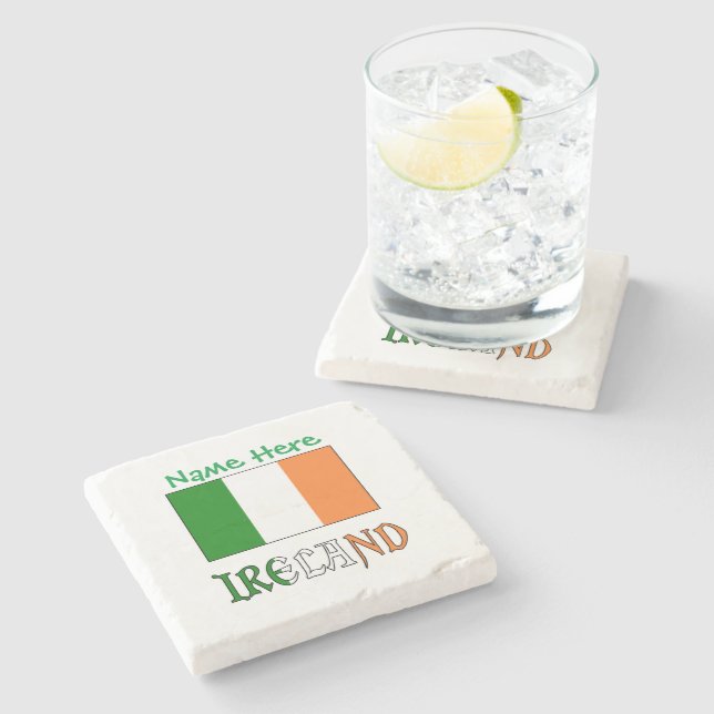 Personalised Ireland Flag Heritage  Stone Coaster (Side)