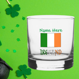 Personalised Ireland Flag Heritage Whiskey Glass