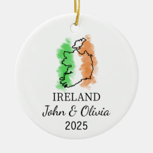 Personalised Ireland Ornament, Ireland Flag Gift Ceramic Ornament