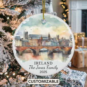 Personalised Ireland Ornament, Ireland Gift Ceramic Ornament