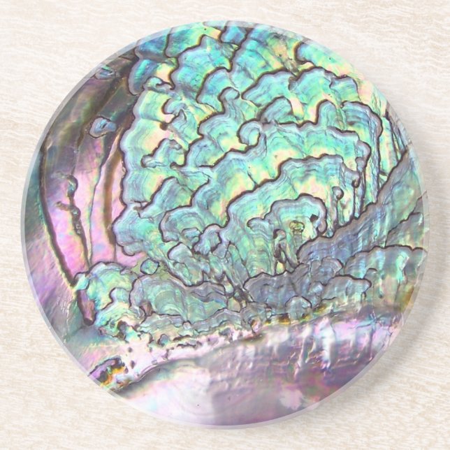 Personalised Iridescent Beautiful Natural Abalone Coaster (Front)