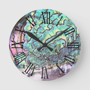 Personalised Iridescent Beautiful Natural Abalone Round Clock