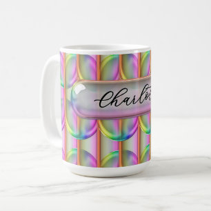 Personalised Iridescent Glass Custom Name Modern Coffee Mug