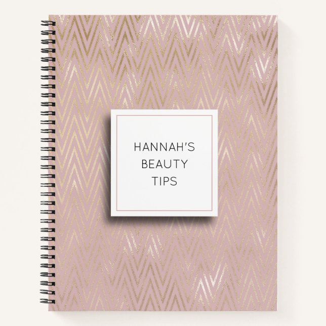 Personalised Iridescent Gold & Blush Notebook (Front)