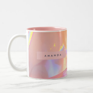 Personalised Iridescent Pastel Holographic Shine Two-Tone Coffee Mug