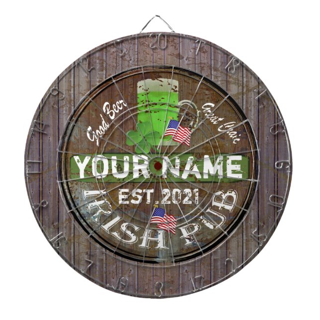 Personalised Irish American pub sign Dart Board (Front)