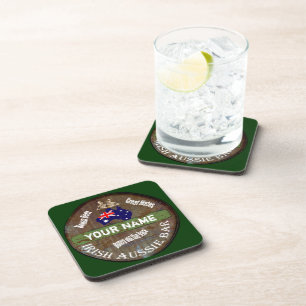 Personalised Irish Aussie  Pub sign Coaster