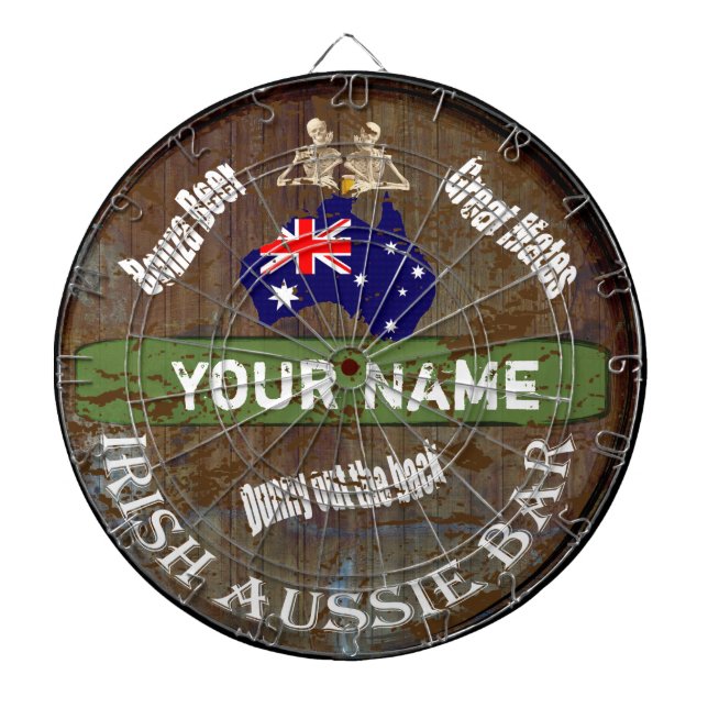 Personalised Irish Aussie pub sign Dartboard (Front)