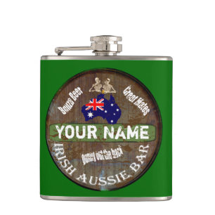 Personalised Irish Australian Pub sign Hip Flask