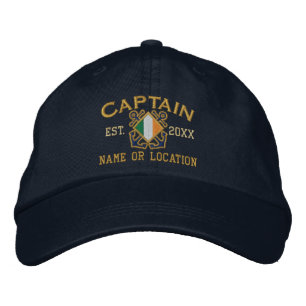 Personalised Irish Captain Nautical Embroidery Embroidered Hat