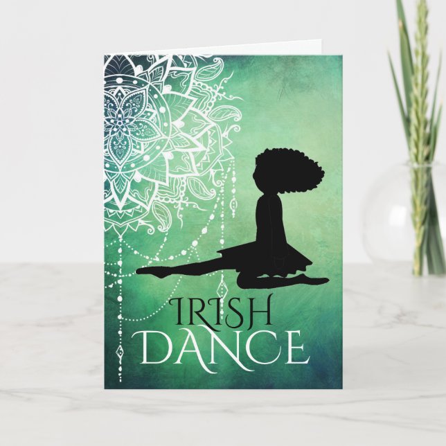Personalised Irish Dance Beautiful Green Mandala Card (Front)