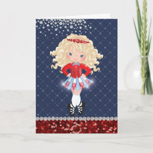 Personalised Irish Dance Blonde Girl Birthday Card