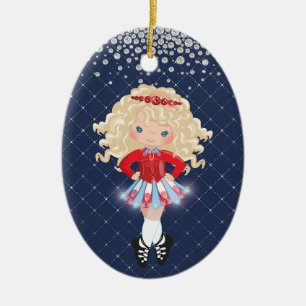 Personalised Irish Dance Blonde Girl Christmas  Ceramic Ornament