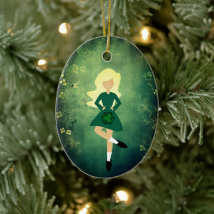 Personalised Irish Dance Blonde Hair Christmas Ceramic Ornament