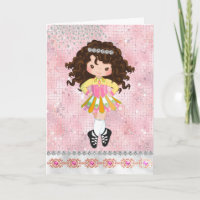 Personalised Irish Dance Brunette Girl Birthday
