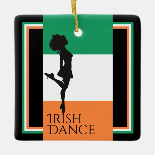 Personalised Irish Dance Flag of Ireland Christmas Ceramic Ornament (Front)