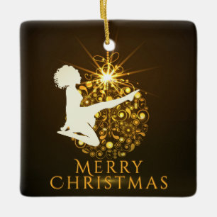 Personalised Irish Dance Golden Christmas Ceramic Ornament