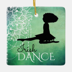 Personalised Irish Dance Green Mandala Christmas Ceramic Ornament
