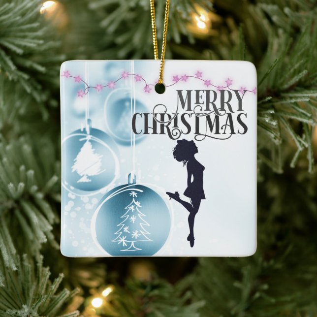Personalised Irish Dance Hard Shoe Blue Christmas Ceramic Ornament (Tree)