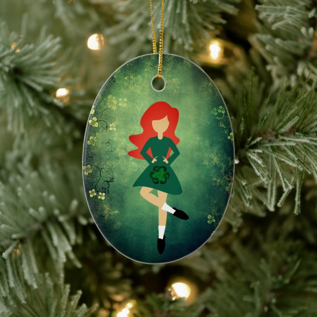 Personalised Irish Dance Red Hair Christmas Ceramic Ornament (Tree)