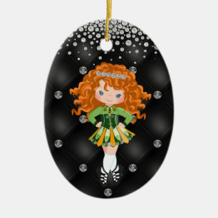 Personalised Irish Dance Redhead Girl Christmas  Ceramic Ornament