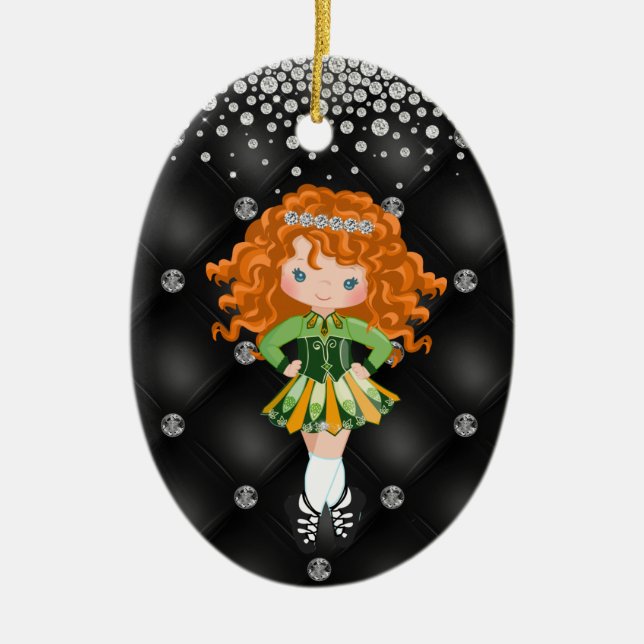 Personalised Irish Dance Redhead Girl Christmas  Ceramic Ornament (Front)