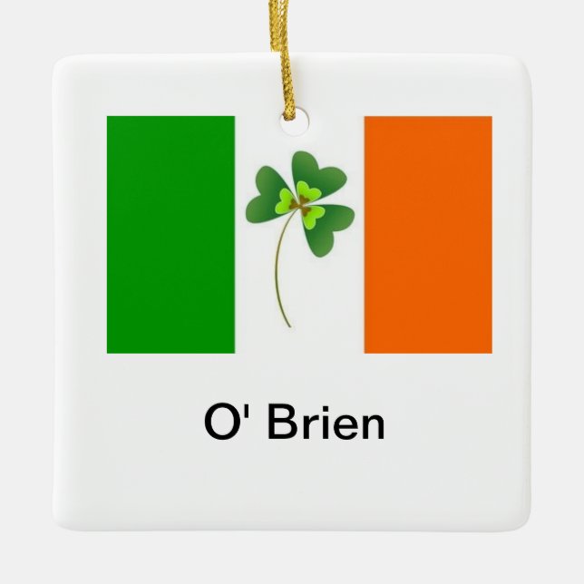 Personalised Irish Flag Ceramic Ornament (Front)