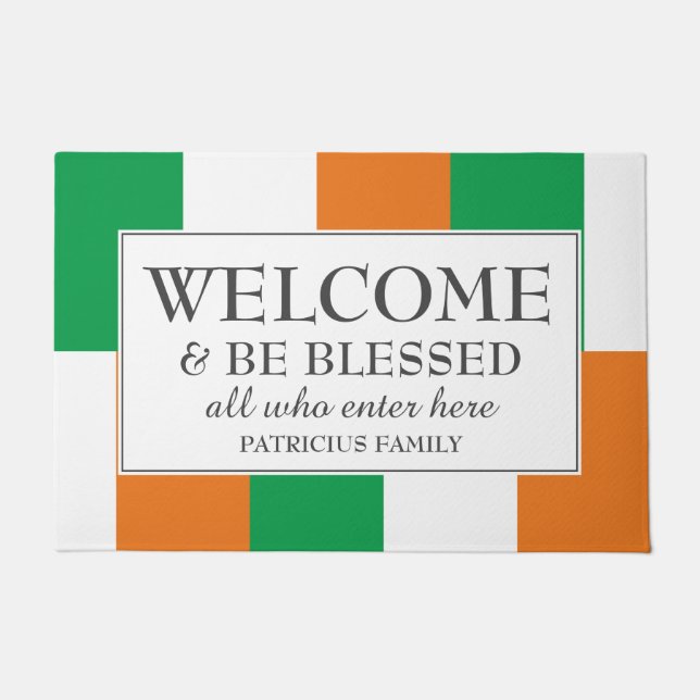 Personalised IRISH FLAG Welcome Doormat (Front)