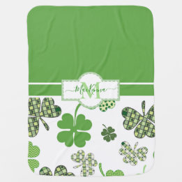 Personalised Irish Green Clover St Patrick's Baby Blanket