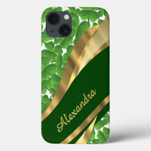 Personalised Irish green shamrock pattern iPhone 13 Case