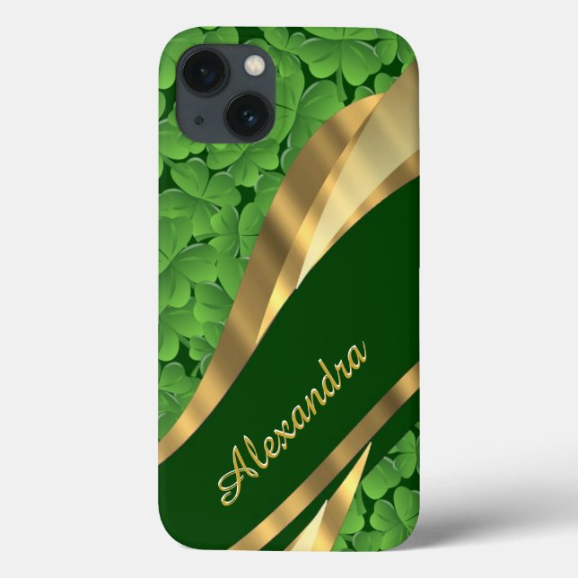 Personalised Irish green shamrock pattern Case-Mate iPhone Case (Back)