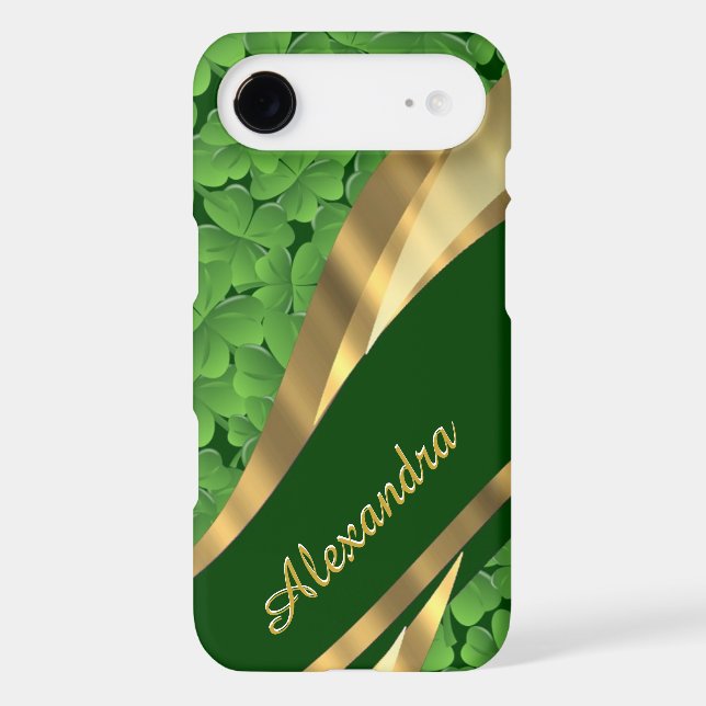 Personalised Irish green shamrock pattern Case-Mate iPhone Case (Back)