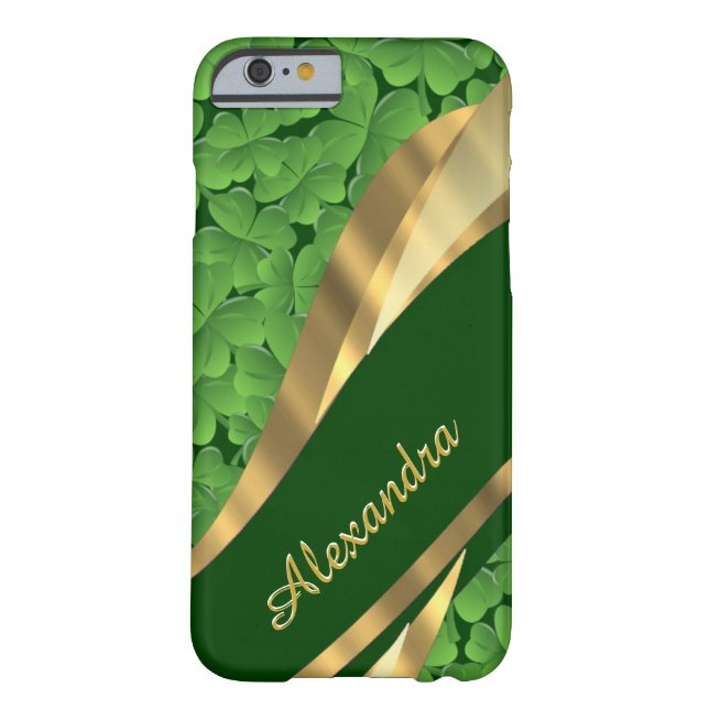 Personalised Irish green shamrock pattern Case-Mate iPhone Case (Back)