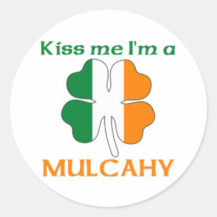 Personalised Irish Kiss Me I'm Mulcahy Classic Round Sticker