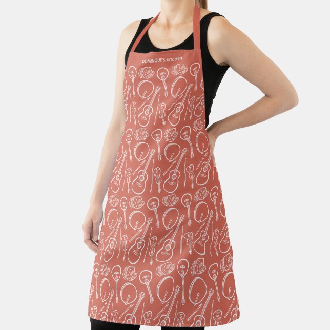 Personalised Irish Music Instrument Pattern Apron (Insitu)