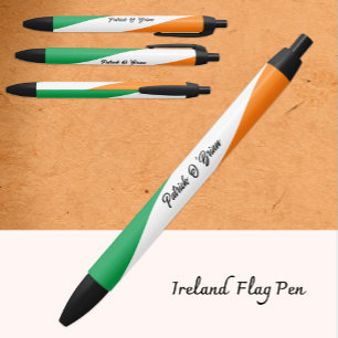 Personalised Irish Pen, Irish Flag, Ireland Black Ink Pen
