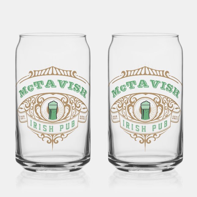 Personalised Irish Pub Can Glass (Front)