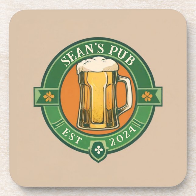 Personalised Irish Pub Coaster Customised Text (Front)