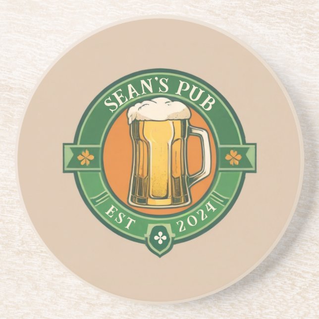 Personalised Irish Pub Coaster with Custom Name (Front)