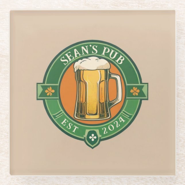 Personalised Irish Pub Coaster with Custom Text (Front)