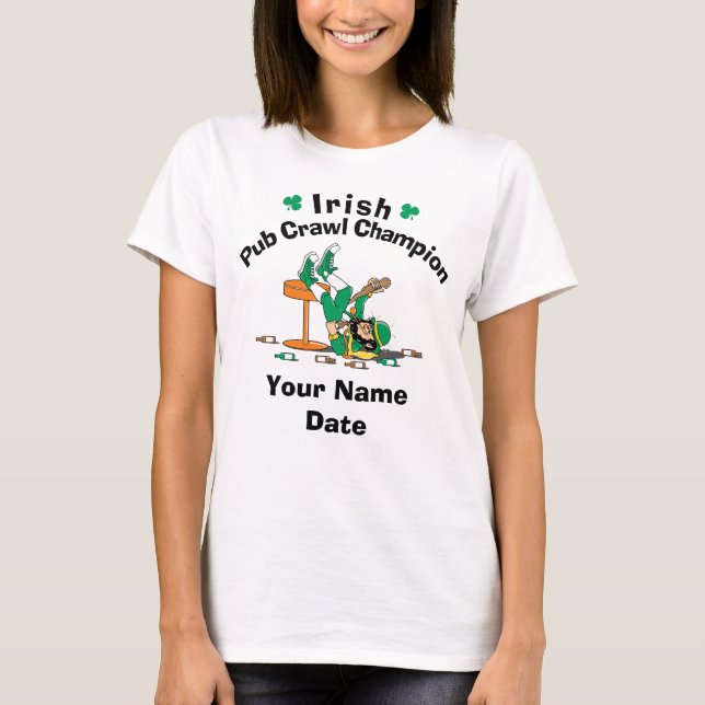 Personalised Irish Pub Crawl Champion T-Shirt (Front)