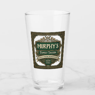 Personalised Irish Pub Family Tavern Vintage Green Glass