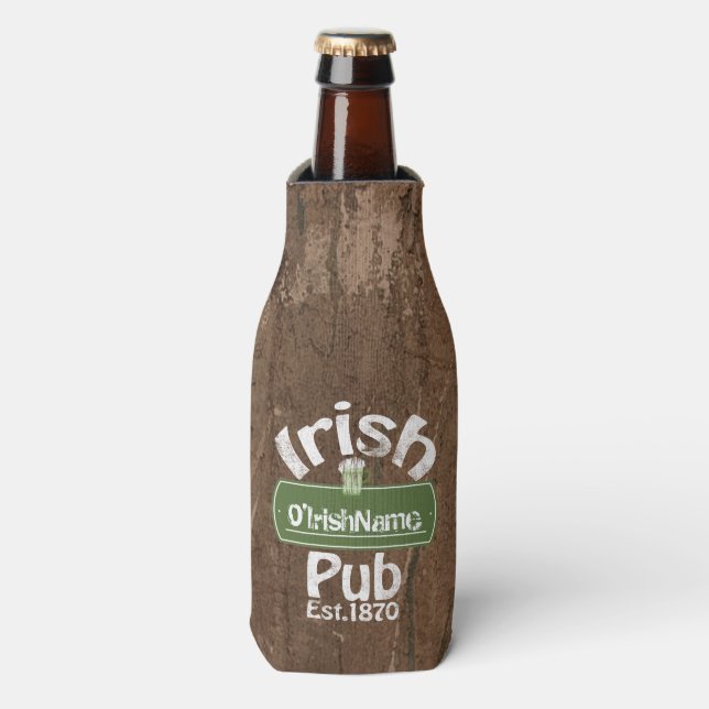 Personalised Irish Pub Old Keg Effect Sign Bottle Cooler (Bottle Front)