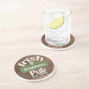 Personalised Irish Pub Old Keg Effect Sign Coaster