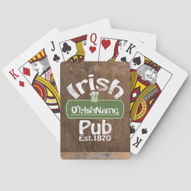 Personalised Irish Pub Old Keg Effect Sign Playing Cards (Back)