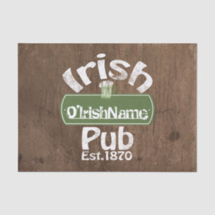 Personalised Irish Pub Old Keg Effect Sign Tissue Paper