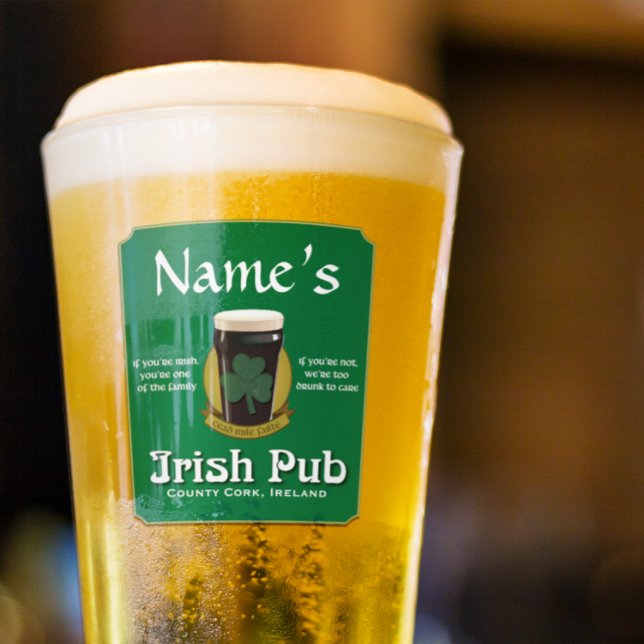 Personalised Irish Pub Pint Glass (Cheers to St. Patrick's Day with our personalized pub pint glass! 🎉 Make every sip memorable. )