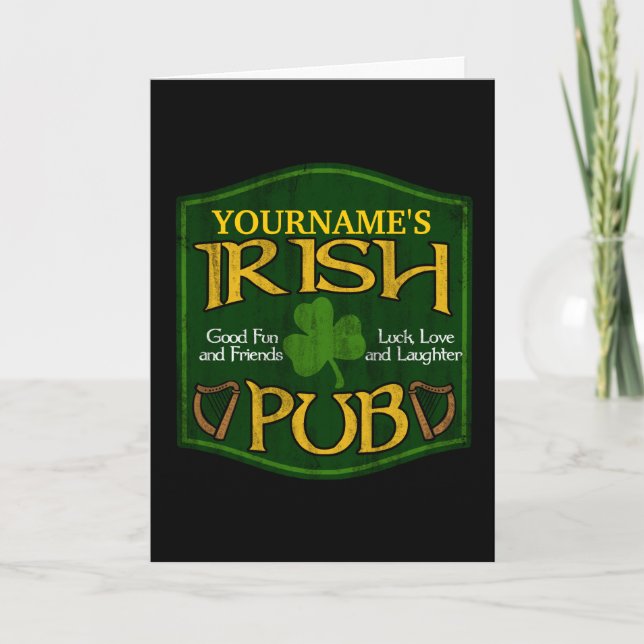 Personalised Irish Pub Sign Card (Front)